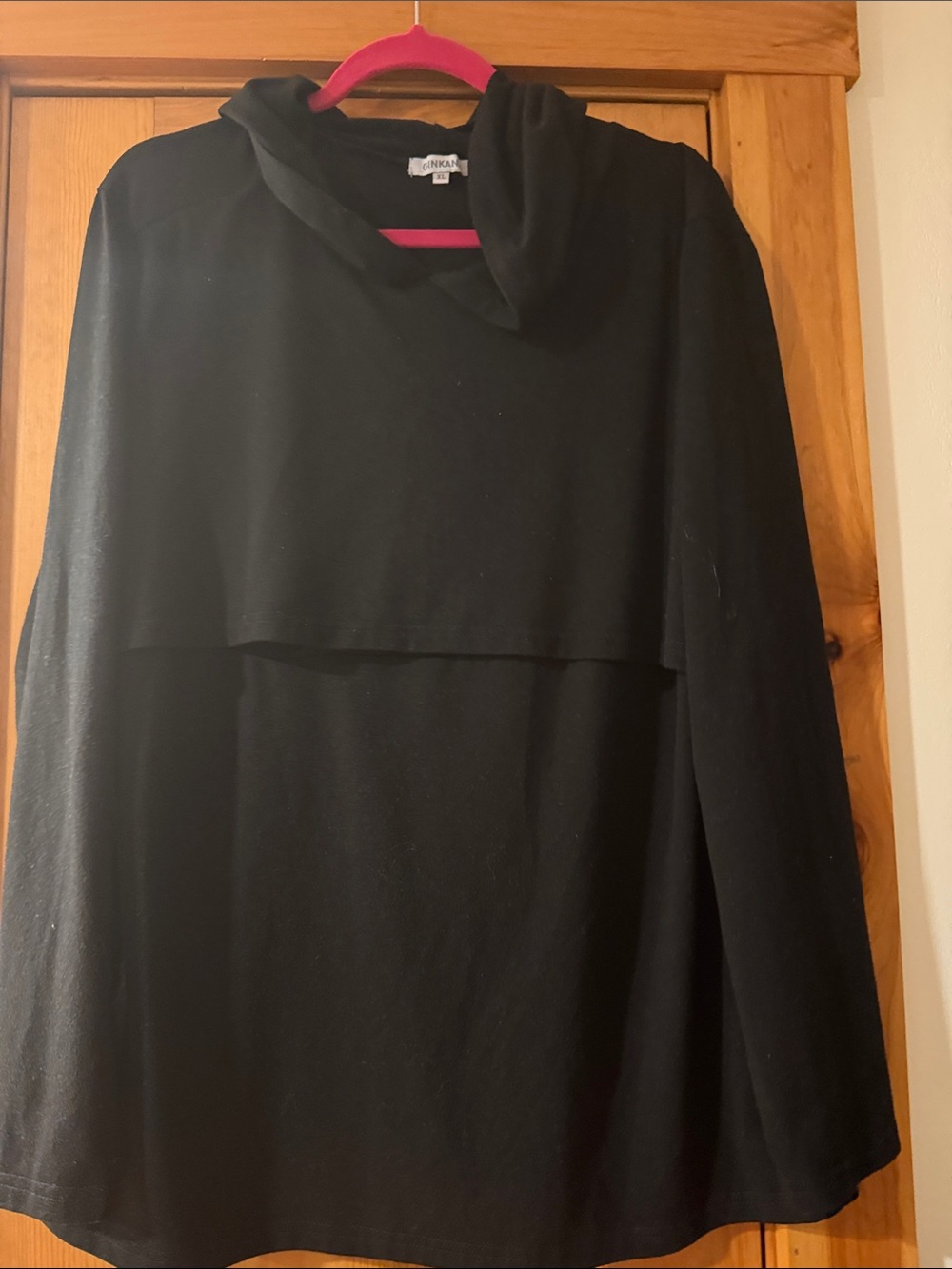 Ginkana Maternity Black Hoodie Sweatshirt Nursing XL